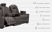 Load image into Gallery viewer, HyllMont PWR REC Sofa with ADJ Headrest
