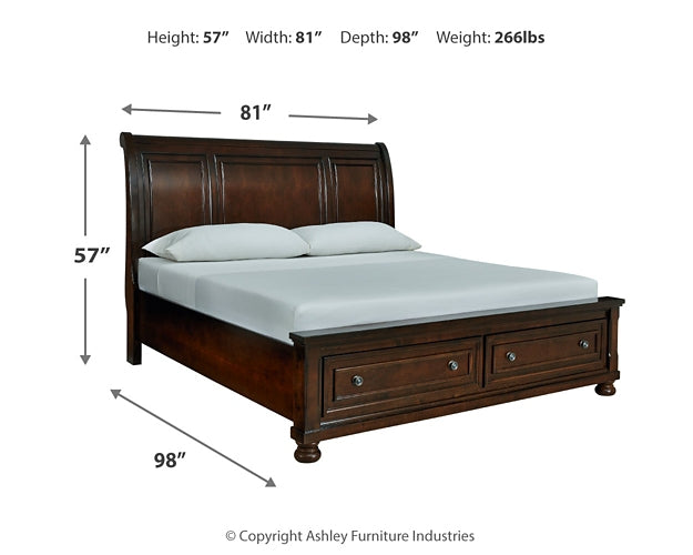 Porter  Sleigh Bed With Mirrored Dresser