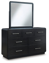 Load image into Gallery viewer, Rowanbeck Queen Upholstered Panel Bed with Mirrored Dresser, Chest and Nightstand
