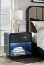 Load image into Gallery viewer, Rowanbeck Queen Upholstered Panel Bed with Mirrored Dresser, Chest and Nightstand
