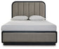 Rowanbeck Queen Upholstered Panel Bed with Mirrored Dresser