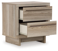 Load image into Gallery viewer, Hasbrick Queen Panel Bed with Mirrored Dresser and Nightstand
