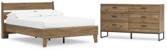 Deanlow Full Platform Panel Bed with Dresser