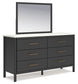 Cadmori Full Upholstered Bed with Mirrored Dresser