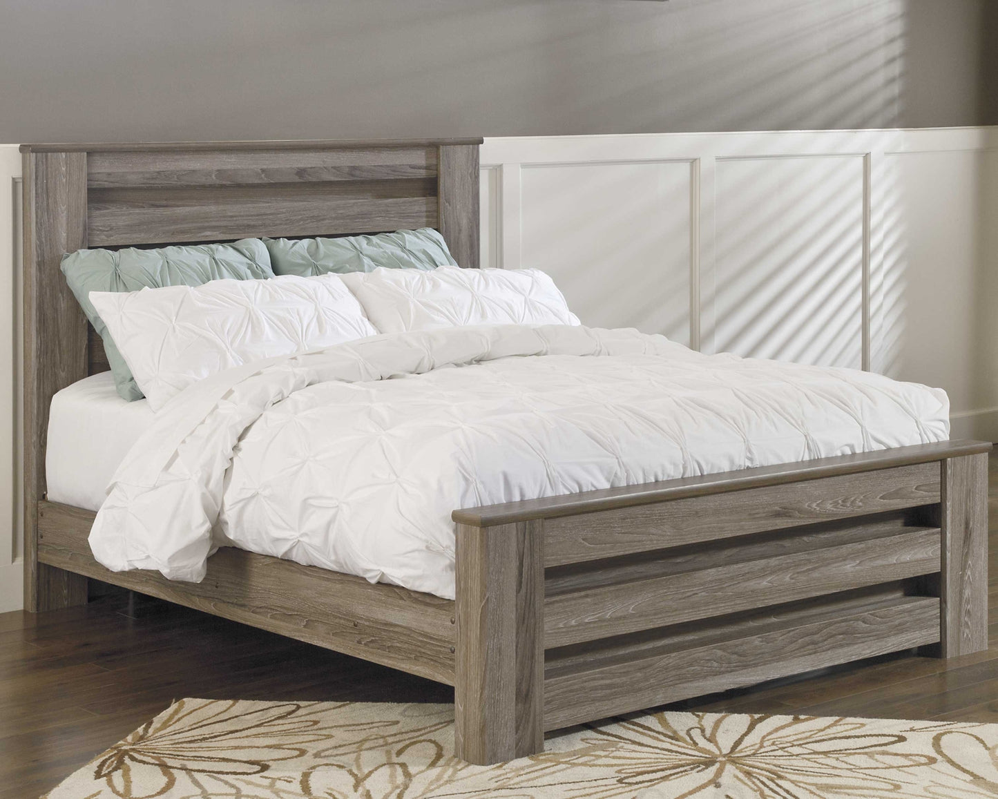 Zelen Queen Panel Bed with Mirrored Dresser