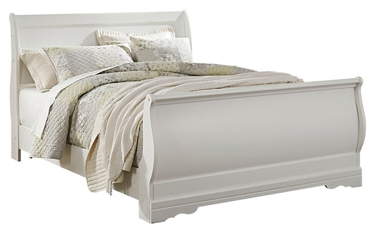 Anarasia Queen Sleigh Bed with Mirrored Dresser and Nightstand