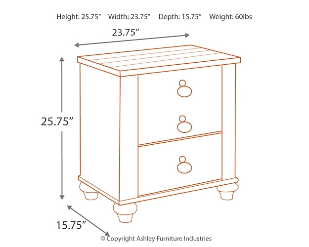 Willowton Two Drawer Night Stand