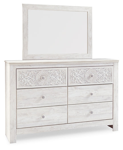 Paxberry Queen Panel Bed with Mirrored Dresser, Chest and 2 Nightstands